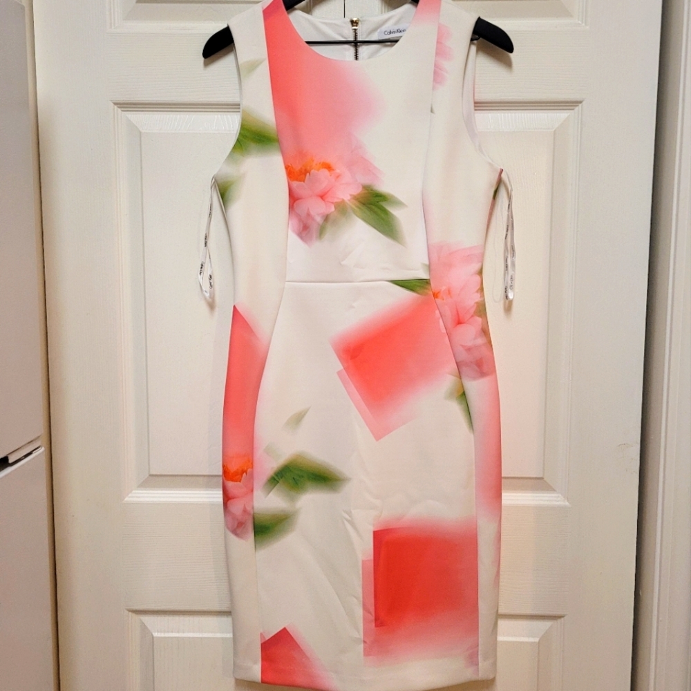 Calvin klein flowery bodycon stretchy dress